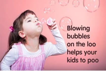 Blowing bubbles on the loo helps kids poo