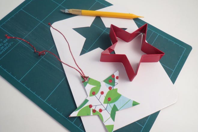 Using cookie cutter to make gift tags