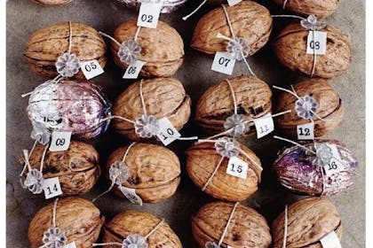 Homemade walnut shell advent calendar