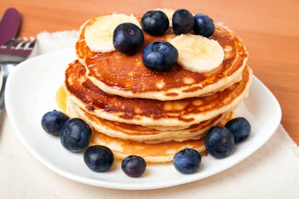 Gluten-free banana and blueberry pancakes