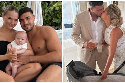 Molly Mae and Tommy Fury cuddle baby by pool | Molly mae and Tommy Fury kiss