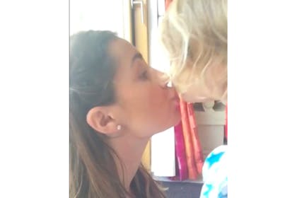 Frankie Bridge kissing daughter