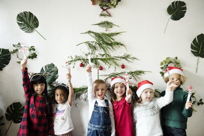 Kids celebrating at Christmas party