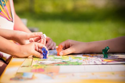 kids playing board games outside