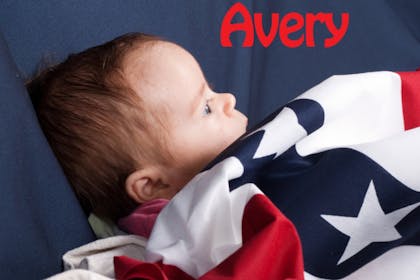 baby under american flag