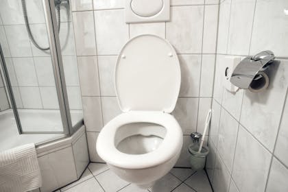 white toilet in white bathroom