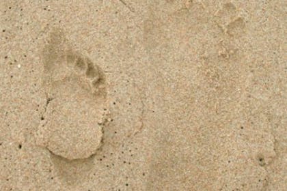 big and small footprints in sand