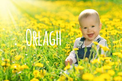 baby in a field with Irish name Orlagh
