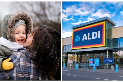 Mum and baby dressed up for the cold / Aldi