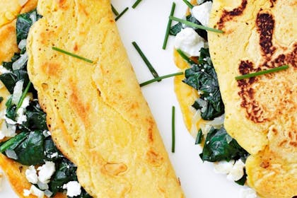 Spinach and feta chickpea pancakes by Olive Magazine