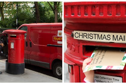 Postal worker / child posting Christmas letter