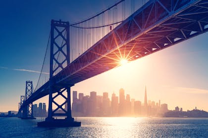 Golden Gate Bridge in sunlight