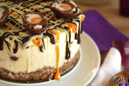 Cheese cake topped with creme eggs
