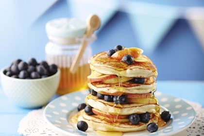 Blueberry and apple pancake stack recipe