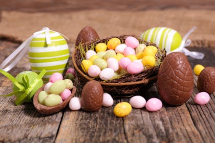 Chocolate Easter eggs filled with mini eggs