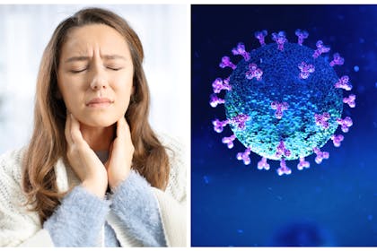 Woman with sore throat / Coronavirus