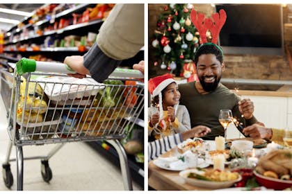 Person doing food shop / family eating Christmas dinner