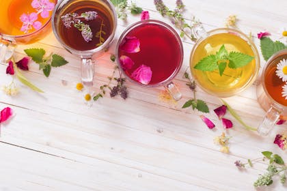 Selection of colourful herbal teas