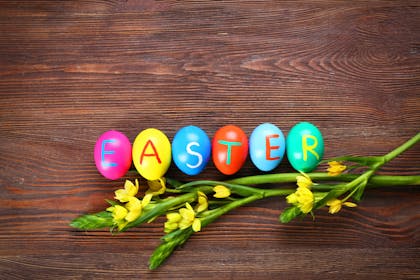 eggs with the word easter written on them