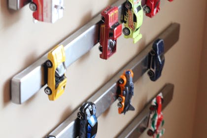 DIY toy car storage and display for child's bedroom
