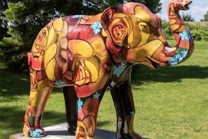A beautifully decorated elephant, part of the Herd in the City trail in Southend-on-Sea
