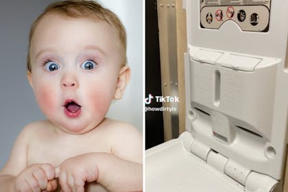 shocked baby and baby changing table
