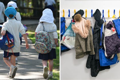 children on their way to school