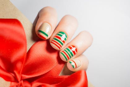 4. Festive stripe nails