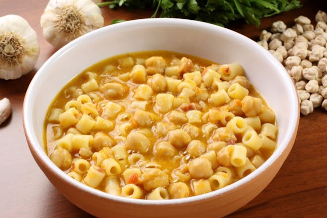 bowl of pasta with chickpeas