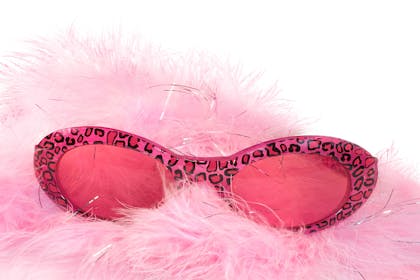 Pink sunglasses and feather boa