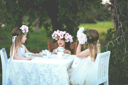 Girls enjoying a tea party