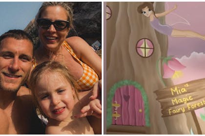 Gemma Atkinson partner and daughter take selfie on beach | Mural in child's bedroom