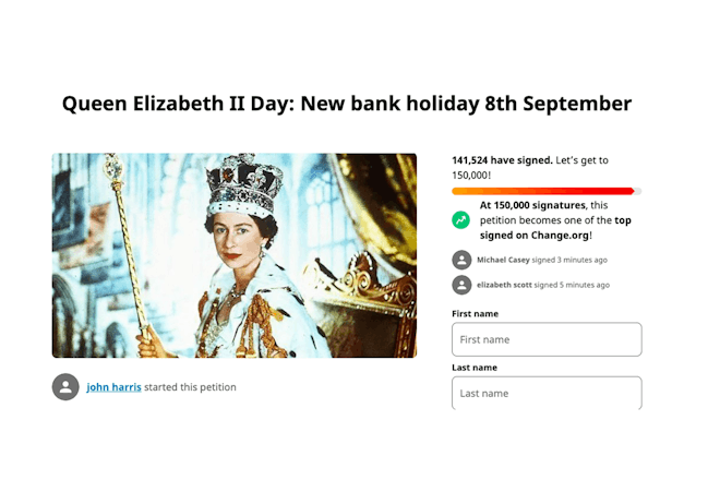 Bank holiday Petition