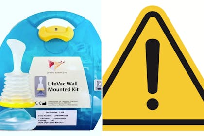 Left: Lifevac kitRight: Warning sign