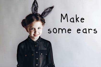 Girl with bunny ears with text: Make some ears