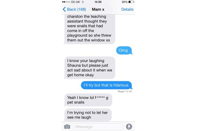 Pet snail tragedy texts between mum and daughter go viral - Netmums