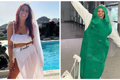 Stacey Solomon hen do / Stacey in a pickle costume
