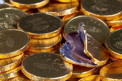 Gold chocolate coins for Christmas