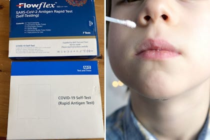 Left: Covid testsRight: Boy with nose swab