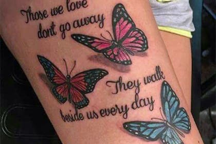 Butterfly miscarriage tatt0o reading Those we love don't go away They walk beside us every day