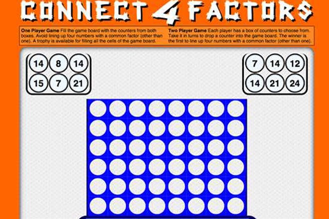Connect 4 factors maths game