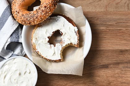 Bagel spread with cream cheese