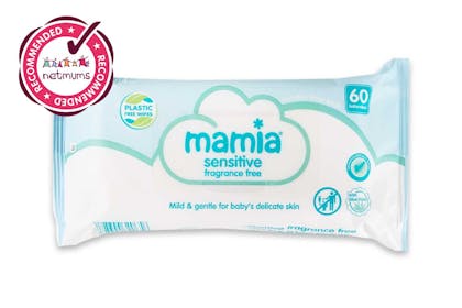 Aldi Mamia Sensitive Baby Wipes and Netmums Recommended logo