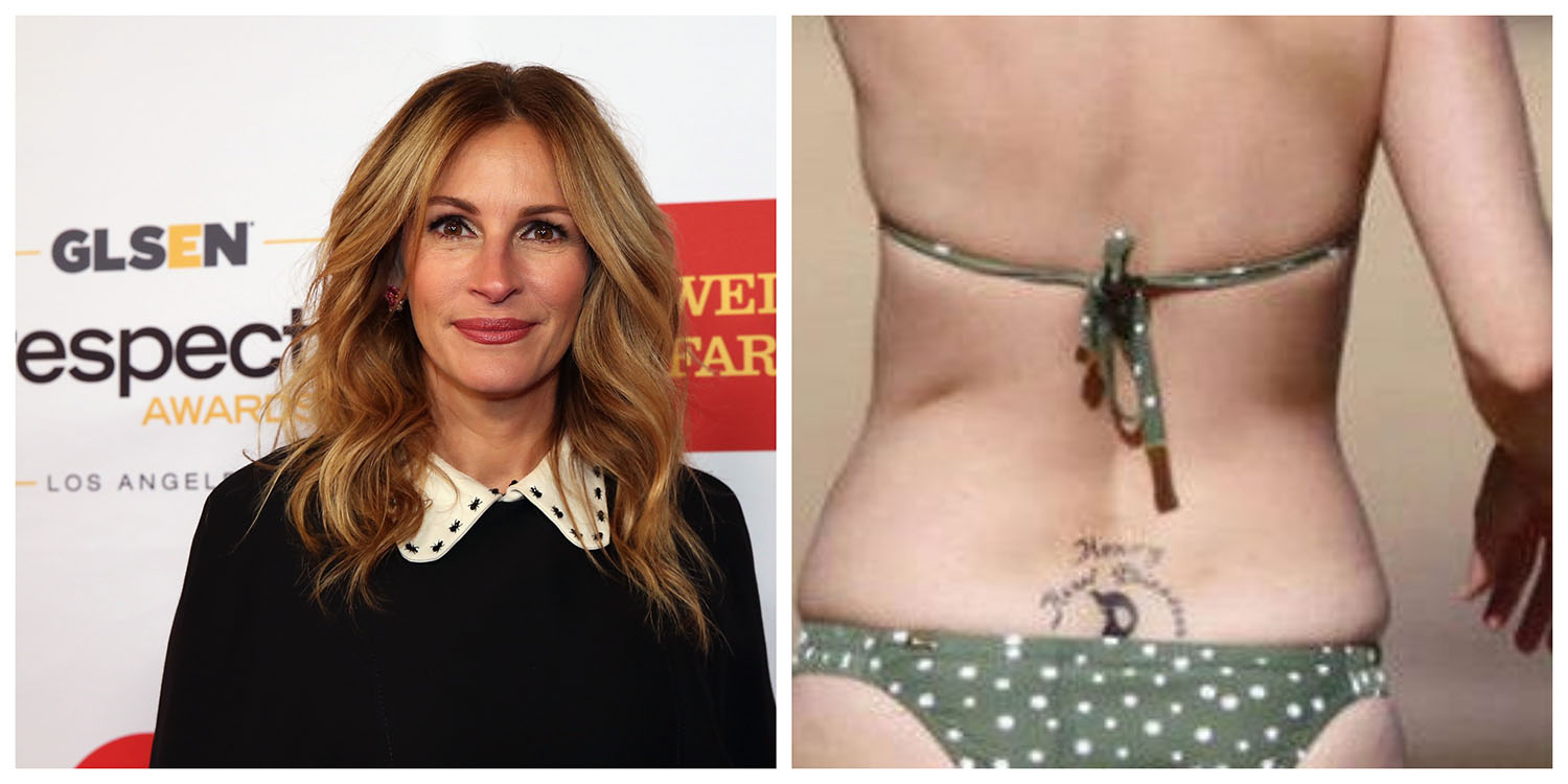 Julia Roberts EXCLUSIVE Actress 52 gives rare glimpse at back tattoo in  bikini on Mexico vacation  Daily Mail Online