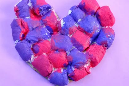 Puffy heart craft activity made with cotton balls