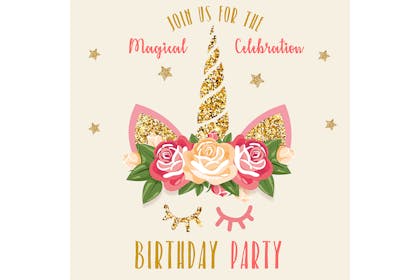 Unicorn themed party invitation