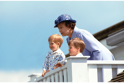 The Queen with young William and Harry