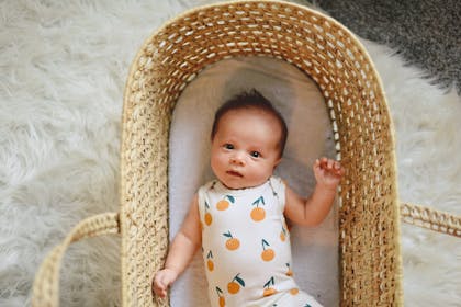 Baby in moses basket