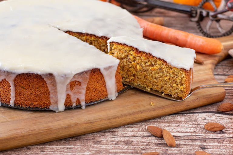 Carrot cake with lemon glaze