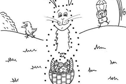Easter bunny dot to dot Easter colouring picture